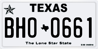 TX license plate BHO0661