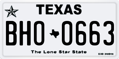 TX license plate BHO0663