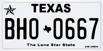 TX license plate BHO0667