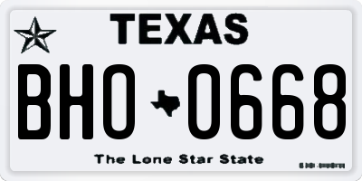 TX license plate BHO0668