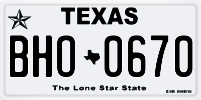 TX license plate BHO0670