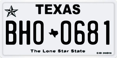 TX license plate BHO0681