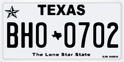 TX license plate BHO0702