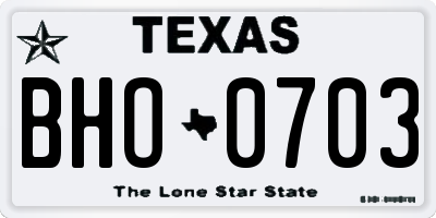 TX license plate BHO0703