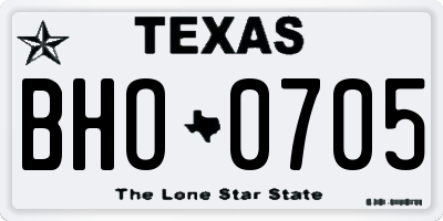 TX license plate BHO0705