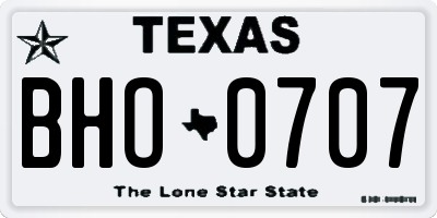 TX license plate BHO0707