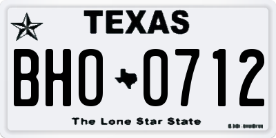 TX license plate BHO0712