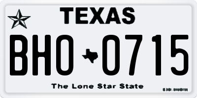 TX license plate BHO0715