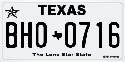 TX license plate BHO0716