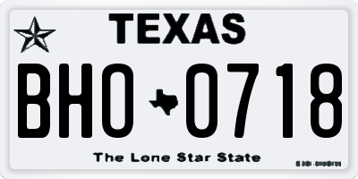 TX license plate BHO0718
