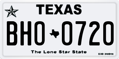 TX license plate BHO0720