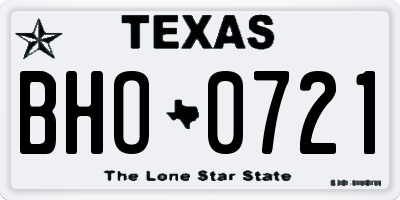 TX license plate BHO0721
