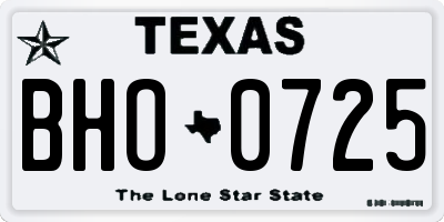 TX license plate BHO0725