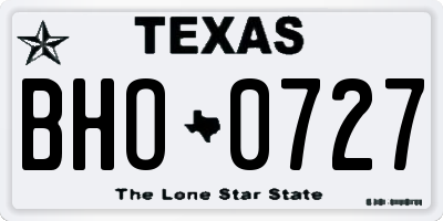 TX license plate BHO0727