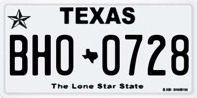 TX license plate BHO0728