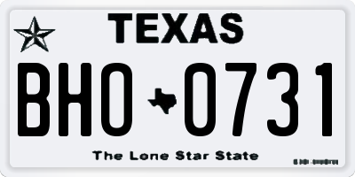 TX license plate BHO0731