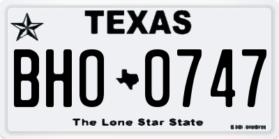 TX license plate BHO0747