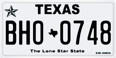 TX license plate BHO0748