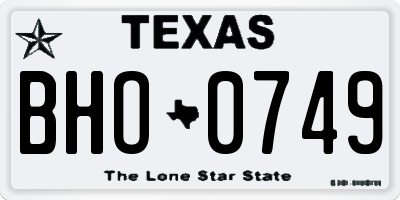 TX license plate BHO0749