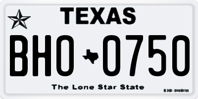 TX license plate BHO0750