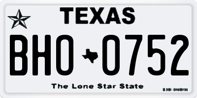 TX license plate BHO0752
