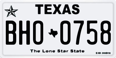 TX license plate BHO0758
