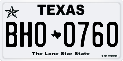 TX license plate BHO0760