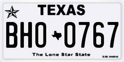 TX license plate BHO0767