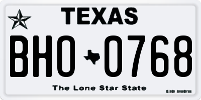 TX license plate BHO0768