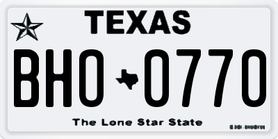 TX license plate BHO0770