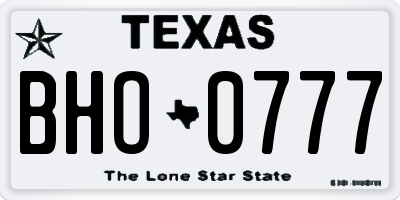 TX license plate BHO0777