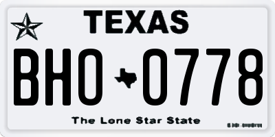 TX license plate BHO0778