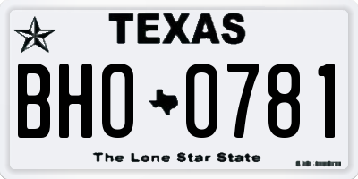 TX license plate BHO0781