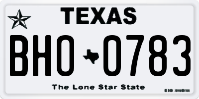 TX license plate BHO0783