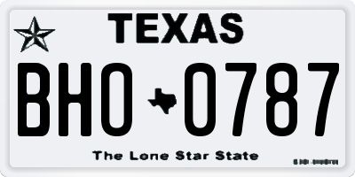 TX license plate BHO0787