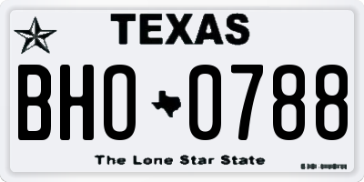TX license plate BHO0788