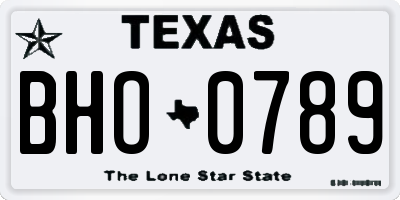 TX license plate BHO0789