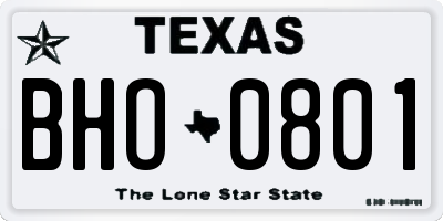 TX license plate BHO0801
