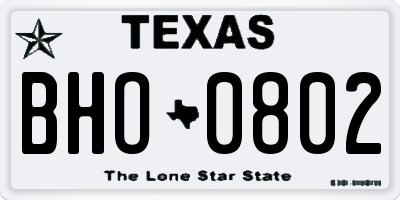 TX license plate BHO0802