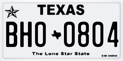 TX license plate BHO0804