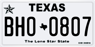 TX license plate BHO0807