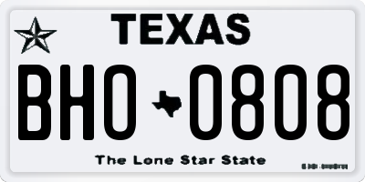 TX license plate BHO0808
