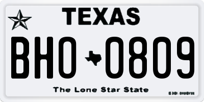 TX license plate BHO0809