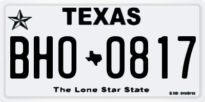 TX license plate BHO0817
