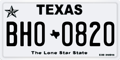 TX license plate BHO0820