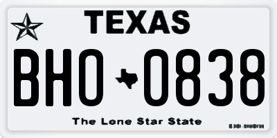 TX license plate BHO0838