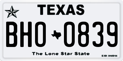 TX license plate BHO0839