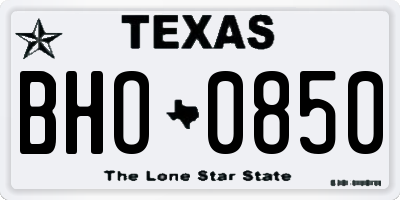 TX license plate BHO0850