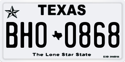 TX license plate BHO0868