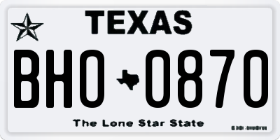 TX license plate BHO0870
